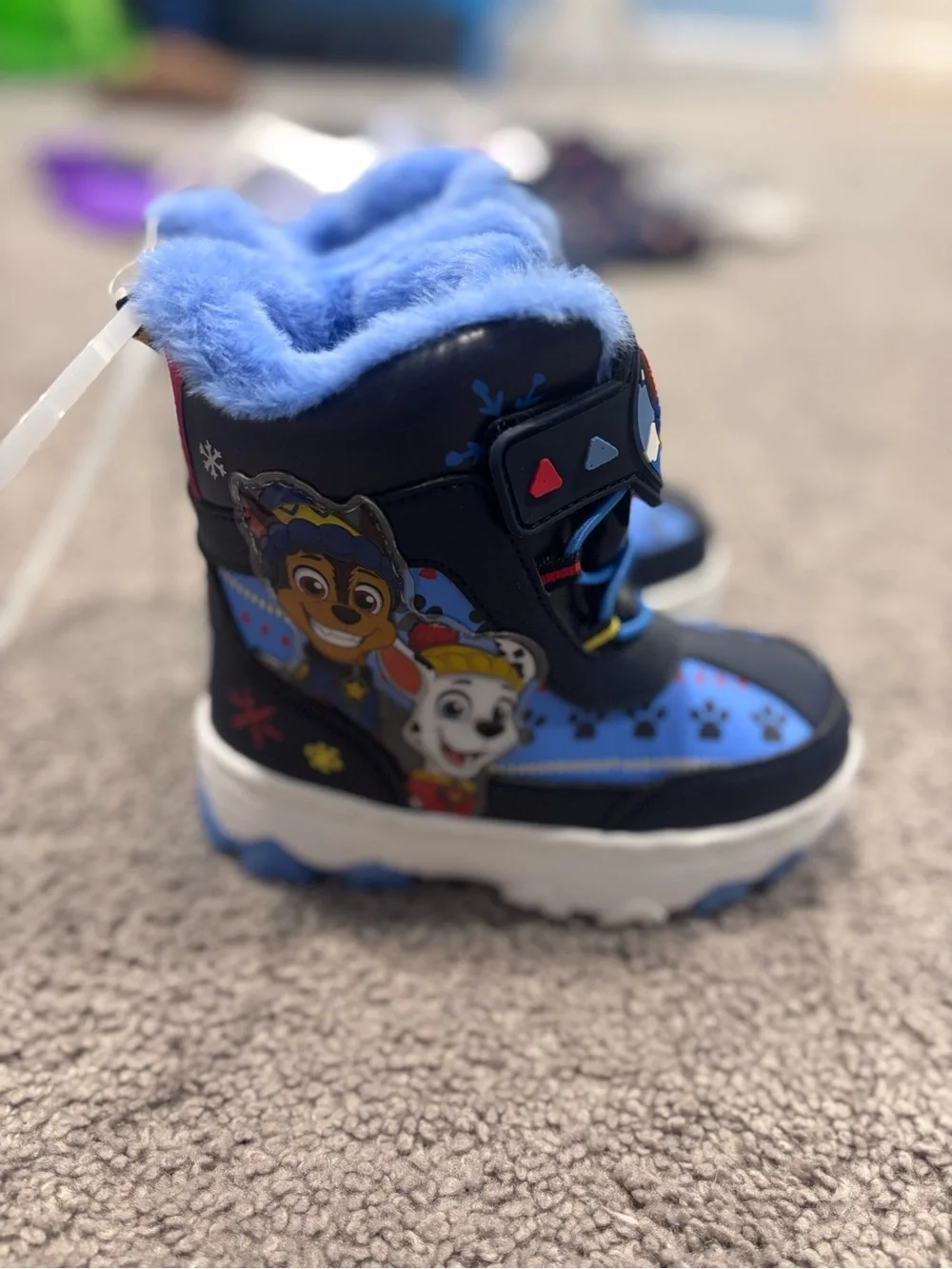 Paw Patrol Kids Blue & Black Snow Boots with Fur Trim